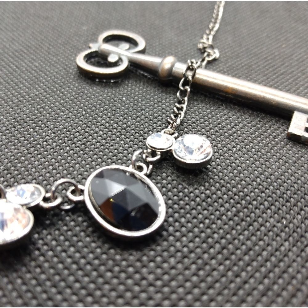 Onyx emblem crystal embellished necklace